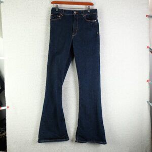 Zara Jeans Womens 8 Blue Bootcut Dark Wash High Rise Stretchy Retro